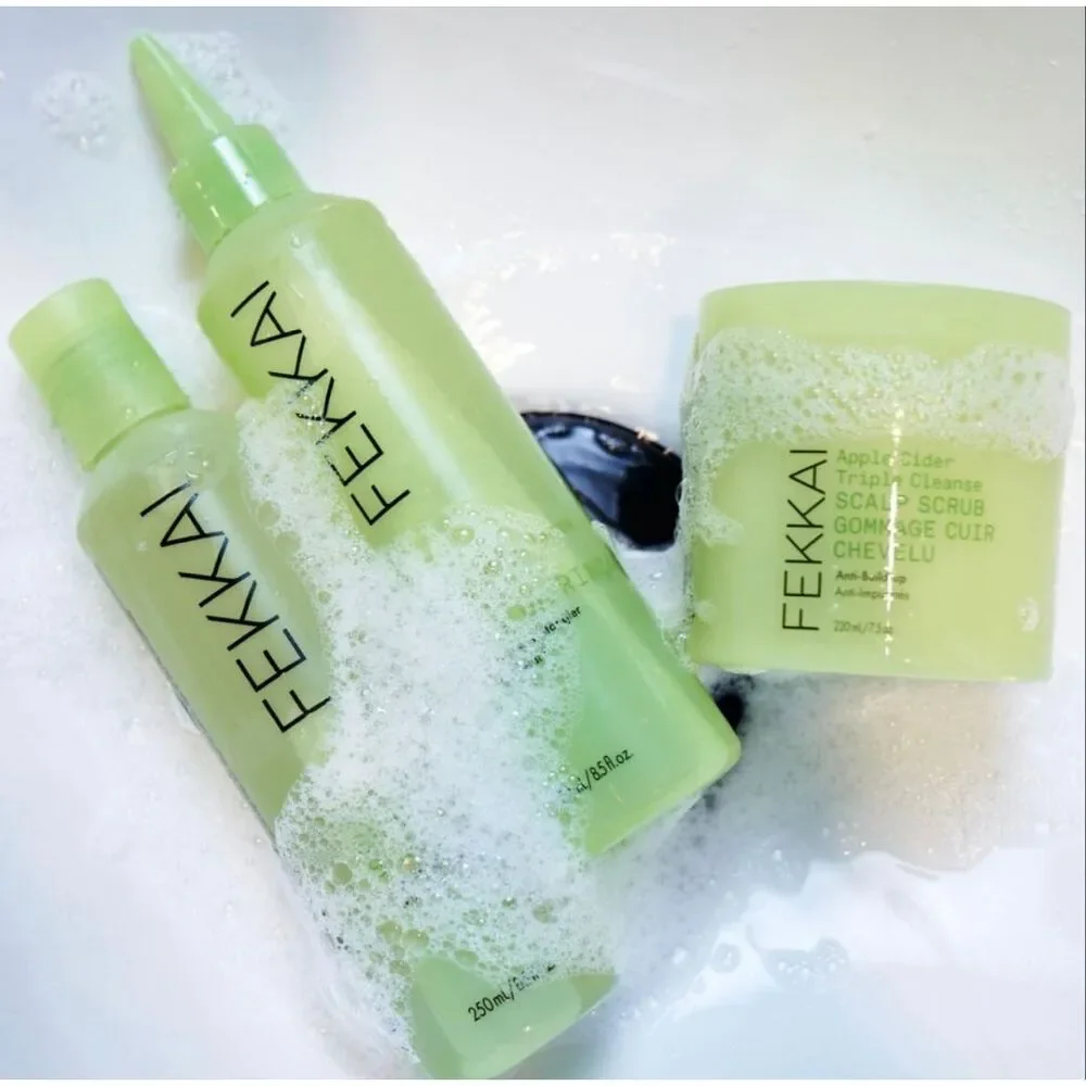 FEKKAI -NWT 3-Piece Apple Cider Detox Hair Care Products/Shampoo,  Rinse & Scrub